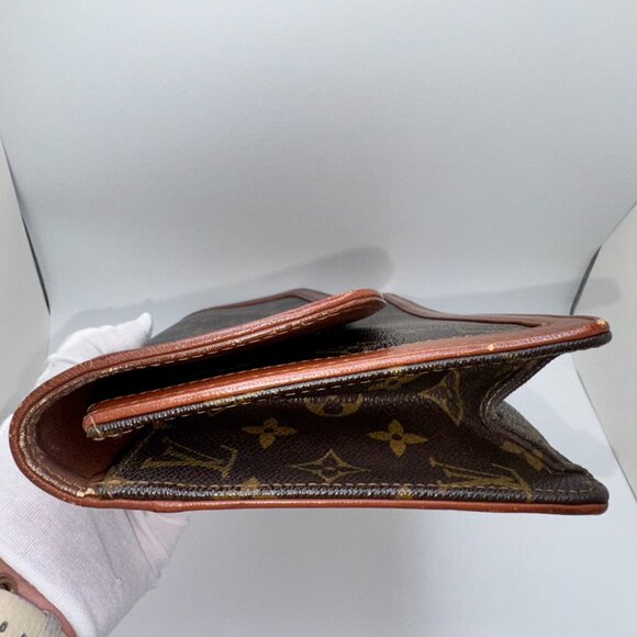 Louis Vuitton PM Clutch Bag Monogram Pochette Dame 29 GM Leather Trim Brown OS - Picture 6 of 12
